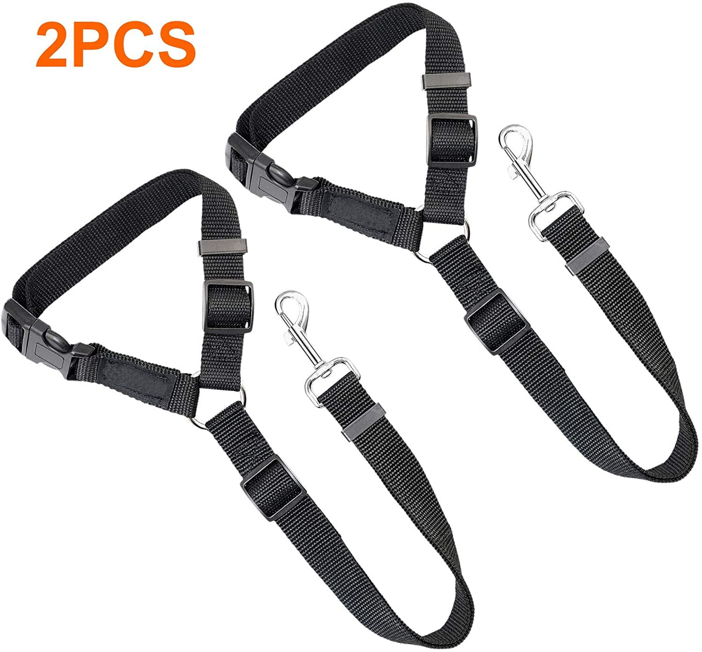 2 Packs Dog Cat Safety Seat Belt Strap Dog Car Harness Car Headrest Restraint Adjustable Nylon Fabric Dog Restraints Vehicle Seatbelts Harness