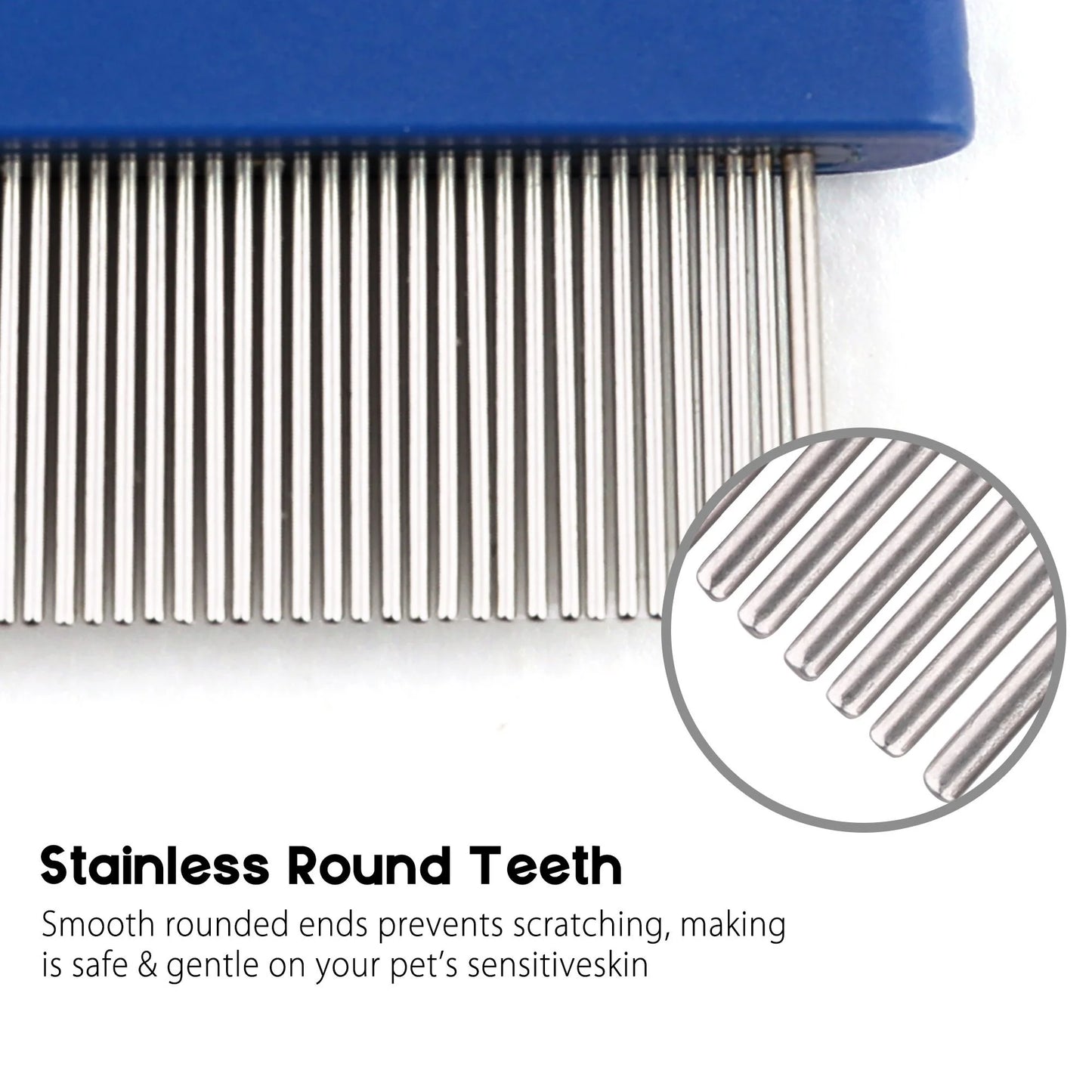 Flea Comb for Cat Dog, Stainless Steel Pet Hair Removal Comb