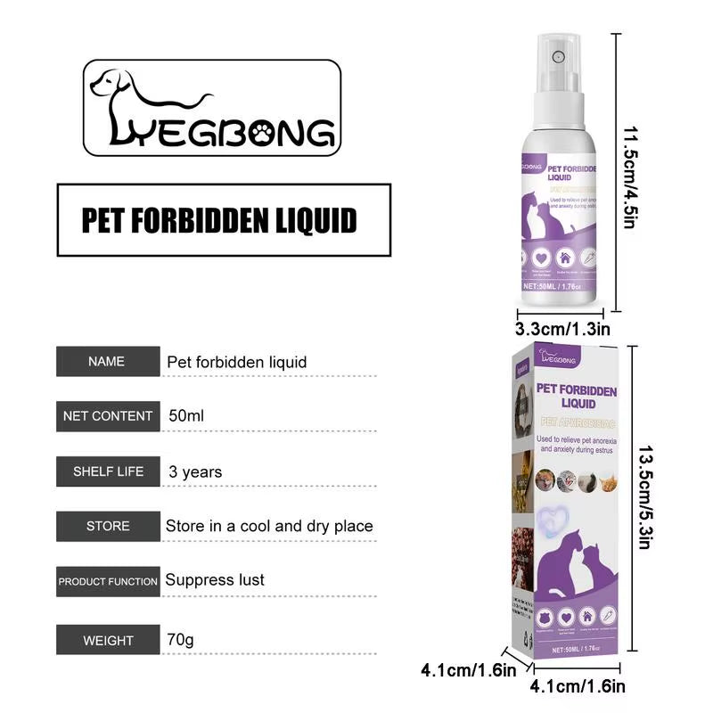 Pet Estrus Calming Spray Safe Healthy Calming Diffuser Cat anti Anxiety Liquid Prevent Howling Soothe Mood for Calming Emotions