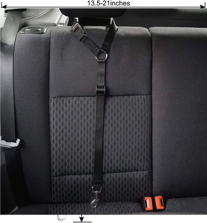 2 Packs Dog Cat Safety Seat Belt Strap Dog Car Harness Car Headrest Restraint Adjustable Nylon Fabric Dog Restraints Vehicle Seatbelts Harness