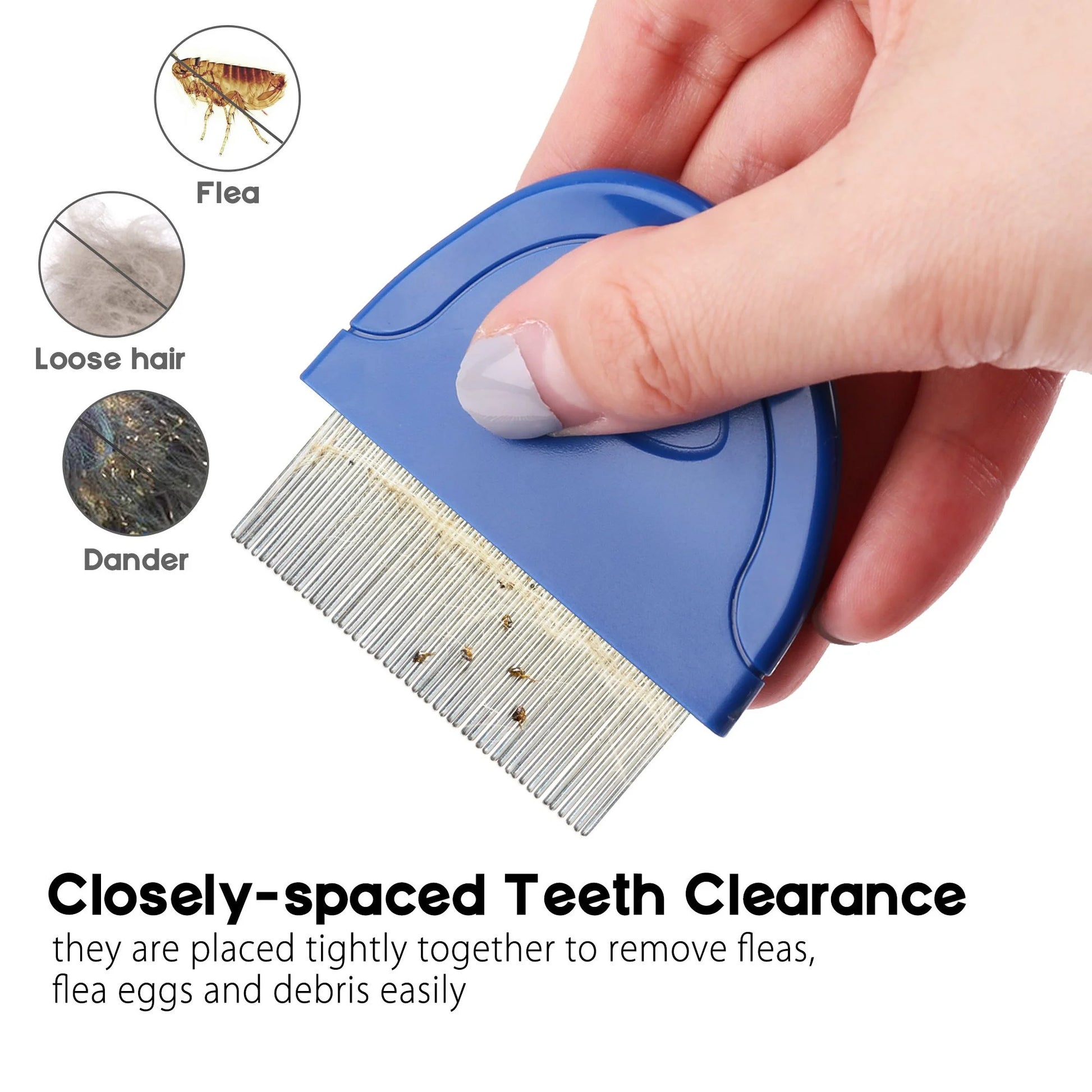 Flea Comb for Cat Dog, Stainless Steel Pet Hair Removal Comb